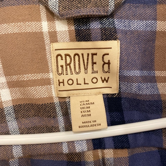 GROVE & HOLLOW MEN'S LONG SLEEVE PLAID FLANNEL CASUAL DRESS SHIRT. - Picture 4 of 4